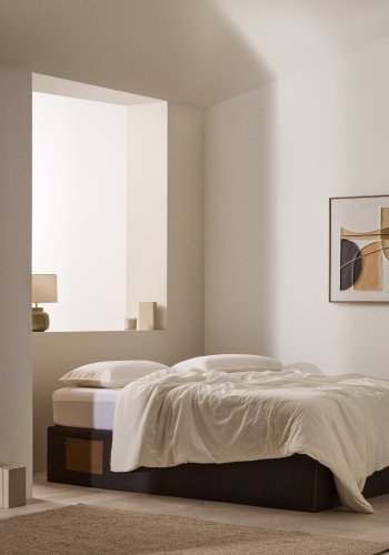 KAVE HOME Matters foldesofa, m. opbevaring - sort stof (til en 150x190 cm madras)