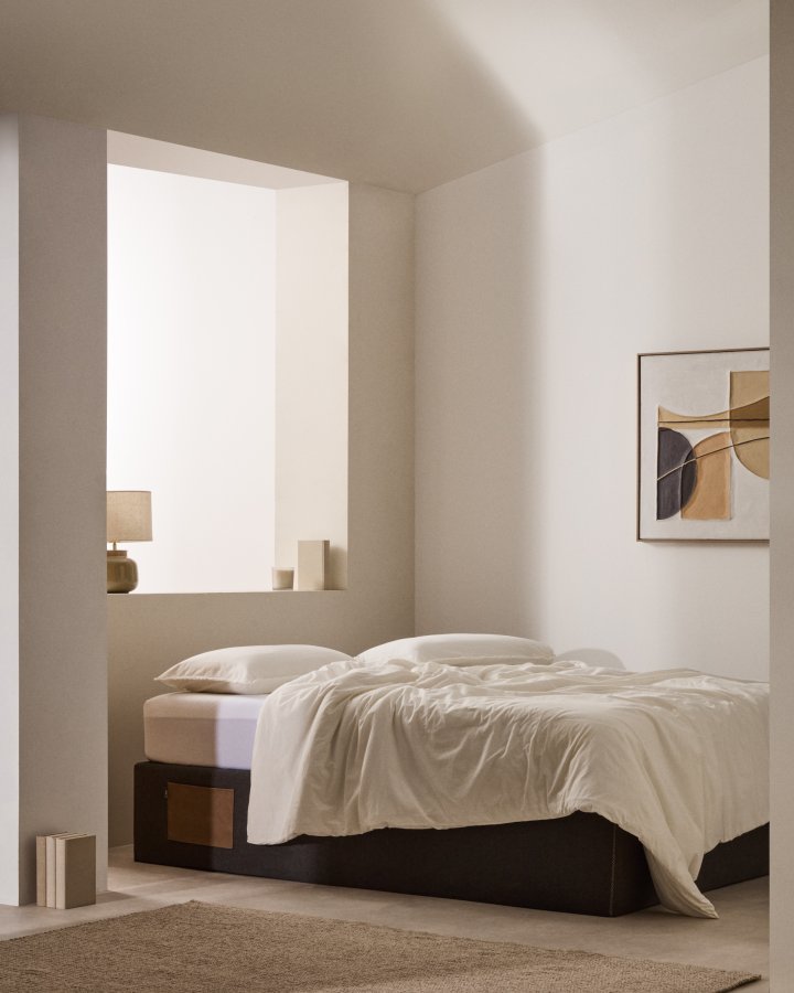 KAVE HOME Matters foldesofa, m. opbevaring - sort stof (til en 160x200 cm madras)