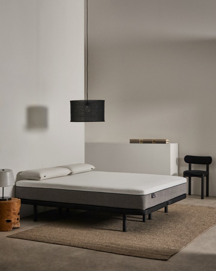 KAVE HOME Under sengebund uden ben - sort stof (til 160x200 cm madras)