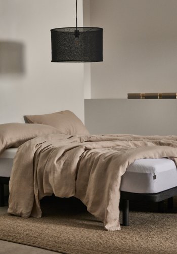 KAVE HOME Under sengebund uden ben - sort stof (til 160x200 cm madras)