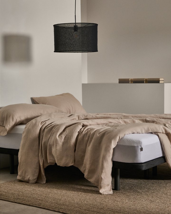 KAVE HOME Under sengebund uden ben - sort stof (til 160x200 cm madras)