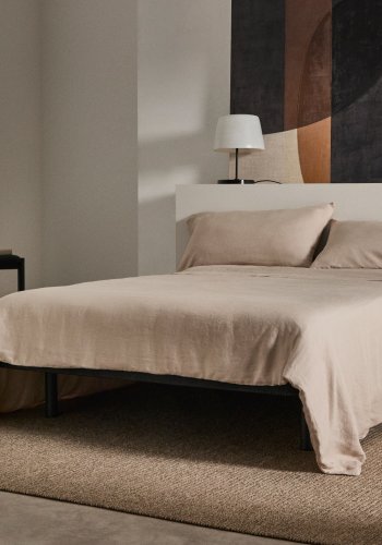 KAVE HOME Under sengebund uden ben - sort stof (til 135x190 cm madras)