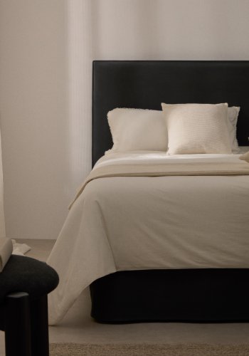 KAVE HOME Antracitgr hr og bomuld Jaira sengebundbetrk til en 90 x 200 cm madras