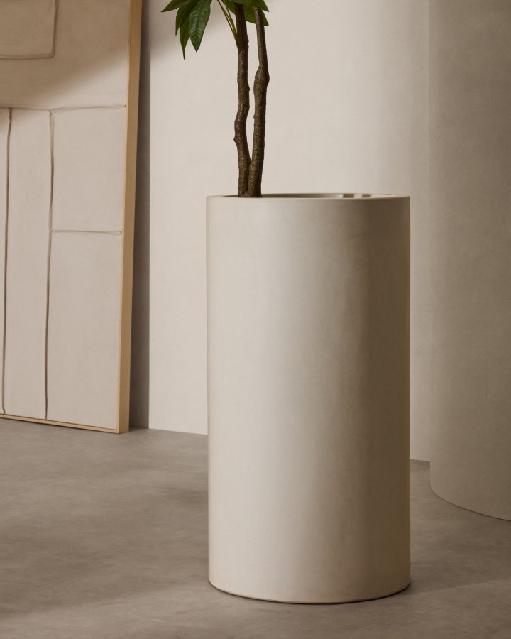 KAVE HOME Aiguablava urtepotteskjuler, rund - hvid cement (42)