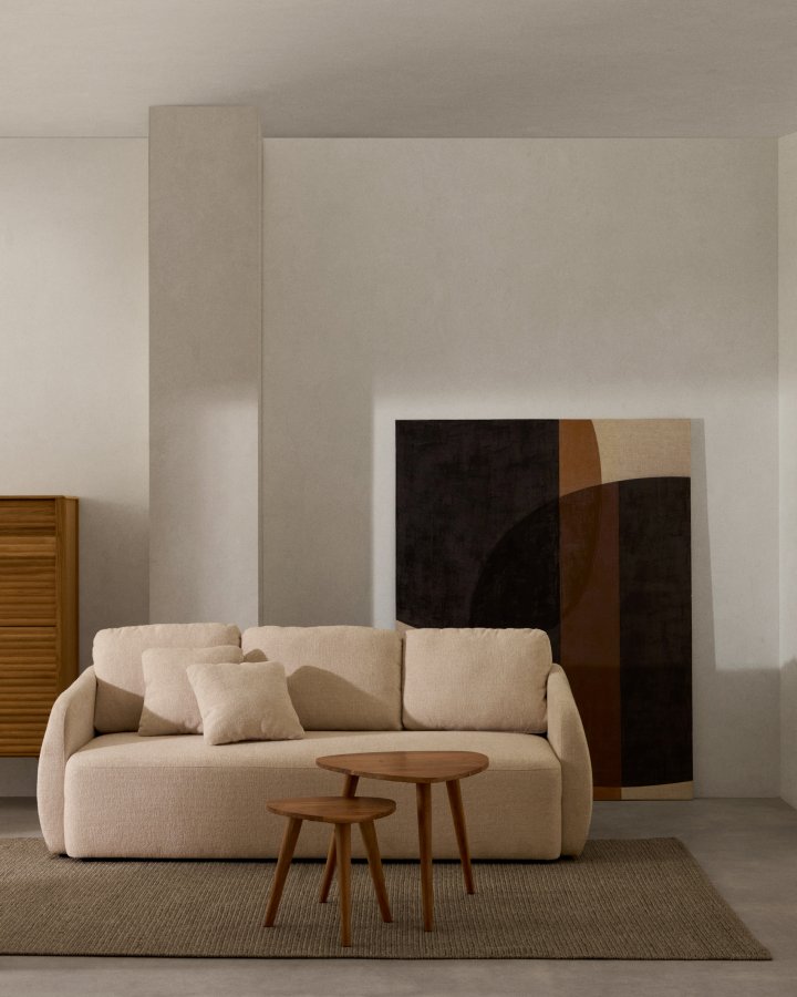 KAVE HOME Laira 3 pers. sovesofa - ecru chenille stof (225cm)