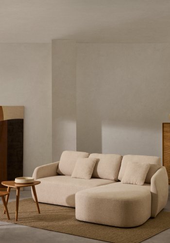 KAVE HOME Laira 3 pers. sovesofa, m. hjre chaiselong - ecru chenille stof (246cm)