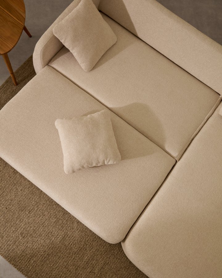 KAVE HOME Laira 3 pers. sovesofa, m. hjre chaiselong - ecru chenille stof (246cm)