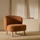 KAVE HOME Ulit lnestol - terracotta chenille stof og natur bgetr