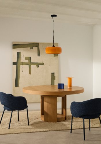 KAVE HOME Artis spisebord, m. tillgsplade, rund - natur egefinèr og egetr (150(200)x80)