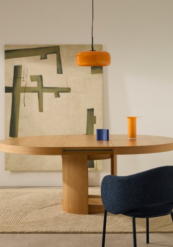 KAVE HOME Artis spisebord, m. tillgsplade, rund - natur egefinèr og egetr (150(200)x80)