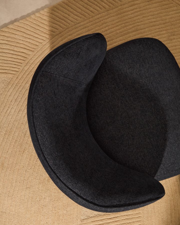 KAVE HOME Ulit lnestol - blgr chenille stof og natur bgetr