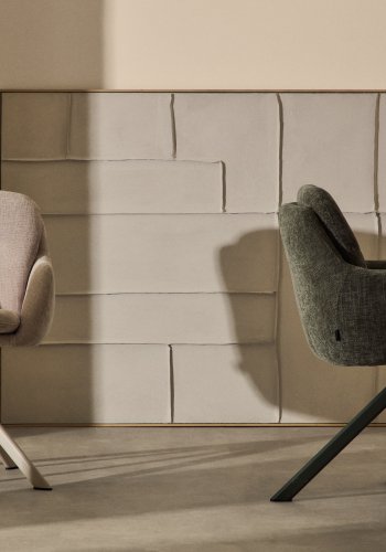 KAVE HOME Lexa drejestol, m. armln - beige chenille og beige stl