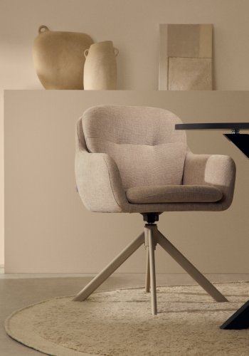 KAVE HOME Lexa drejestol, m. armln - beige chenille og beige stl