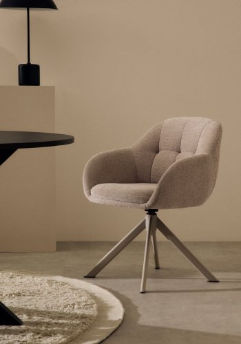 KAVE HOME Dorina drejestol i beige chenille og stlben i beige finish