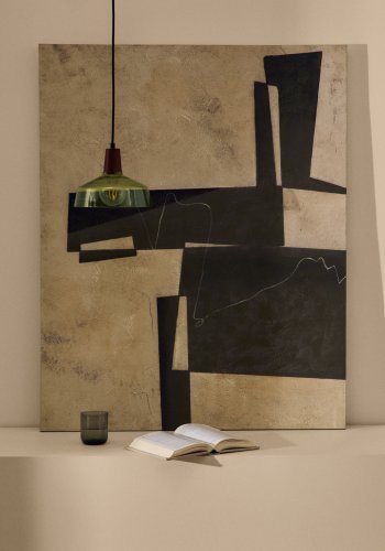 KAVE HOME Fida, grn abstrakt lrred, 118 x 94 cm