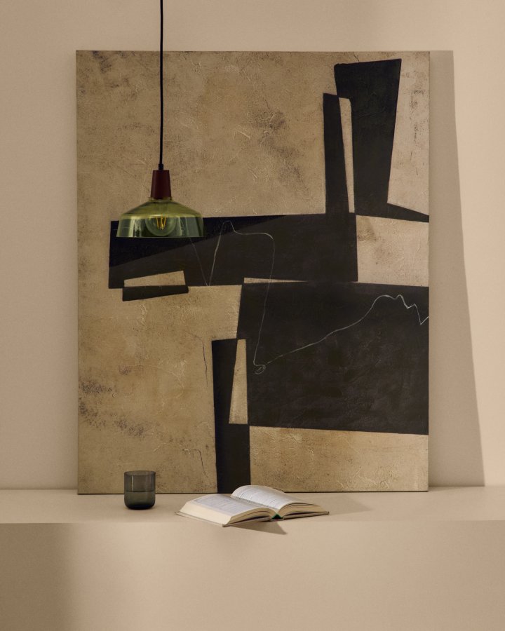 KAVE HOME Fida, grn abstrakt lrred, 118 x 94 cm