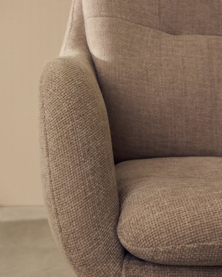 KAVE HOME Lexa drejestol, m. armln - beige chenille og beige stl