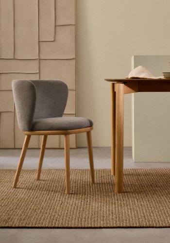 KAVE HOME Ciselia spisebordsstol - brun chenille og natur asketr