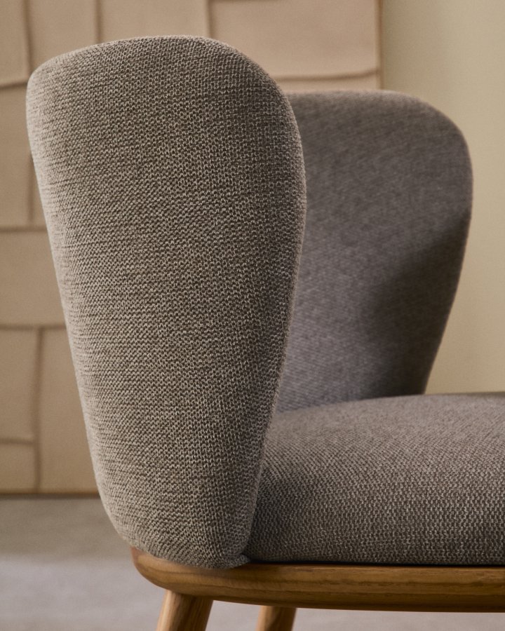 KAVE HOME Ciselia spisebordsstol - brun chenille og natur asketr