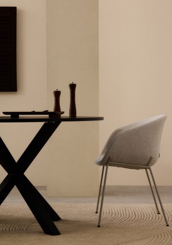 KAVE HOME Yvette stol i beige chenille og stlben i beige finish