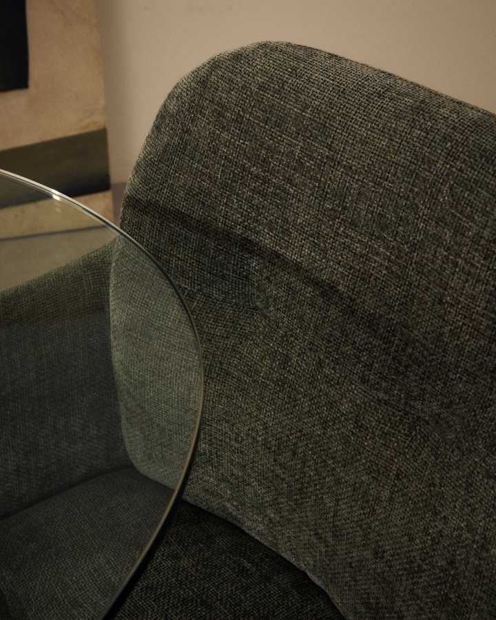 KAVE HOME Dorina drejestol i grn chenille og stlben i grn finish