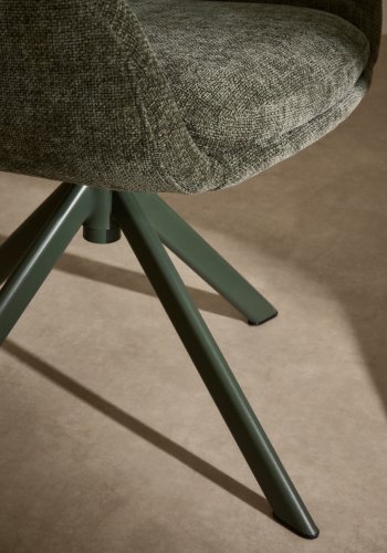 KAVE HOME Lexa drejestol i grn chenille og stlben i grn finish