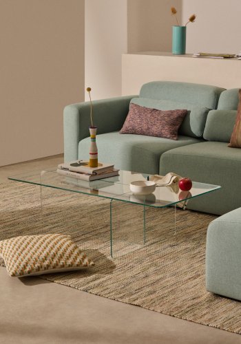 KAVE HOME Zaren gennemsigtigt hrdet glas sofabord, 120 x 60 cm