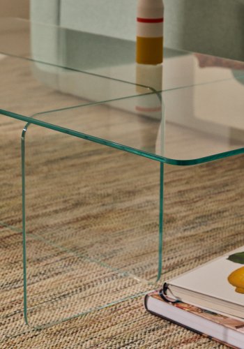 KAVE HOME Zaren gennemsigtigt hrdet glas sofabord, 120 x 60 cm