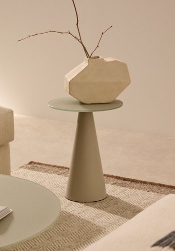 KAVE HOME Wilshire sidebord med matteret hrdet glas og stl med mat gr malet finish Ã˜3