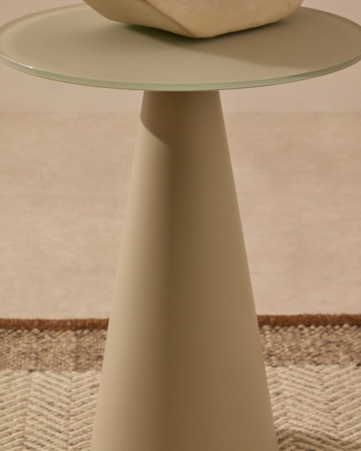 KAVE HOME Wilshire sidebord med matteret hrdet glas og stl med mat gr malet finish Ã˜3