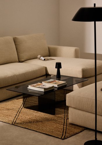 KAVE HOME Zaren grt sofabord af hrdet glas, 120 x 60 cm