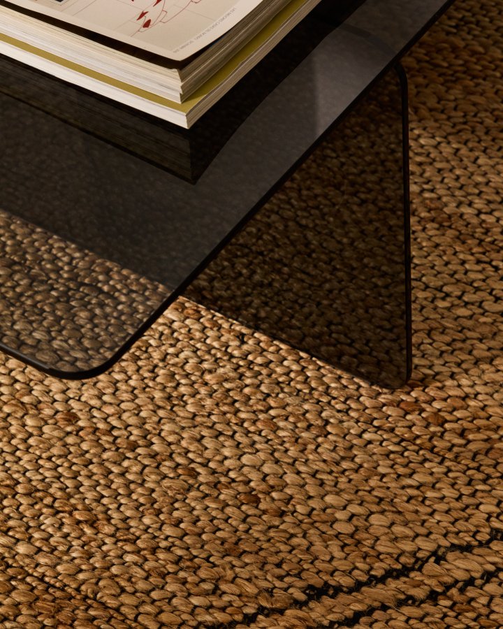 KAVE HOME Zaren grt sofabord af hrdet glas, 120 x 60 cm