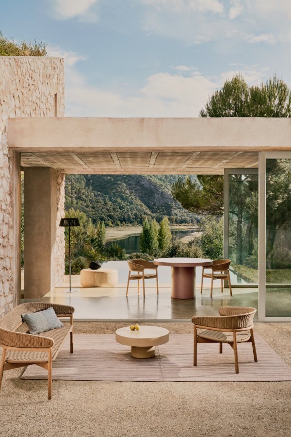 KAVE HOME Arinella havestol, m. armln - natur akacietr og beige tovsnor