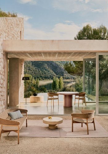 KAVE HOME Arinella 3-pers. havesofa, m. armln - natur akacietr og beige tovsnor