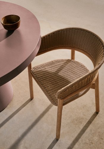 KAVE HOME Arinella havestol, m. armln - natur akacietr og beige tovsnor