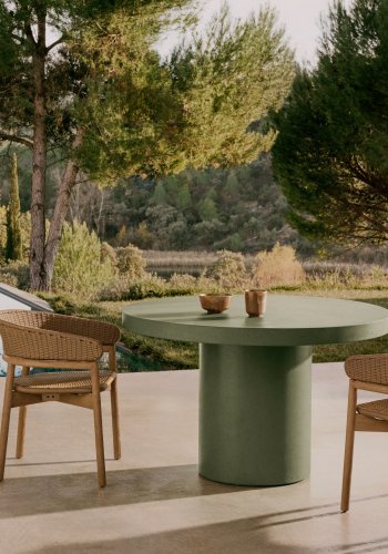KAVE HOME Aiguablava havebord, rund - grn cement (120)
