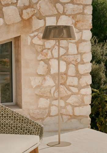 KAVE HOME Aldet udendrs solcelle gulvlampe, brbar - gr tovsnor og aluminium (46)