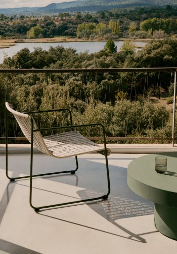 KAVE HOME Maurina lnestol i grn galvaniseret stl og ecru og gr tovsnor