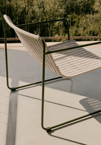 KAVE HOME Maurina lnestol i grn galvaniseret stl og ecru og gr tovsnor