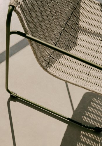 KAVE HOME Maurina lnestol i grn galvaniseret stl og ecru og gr tovsnor