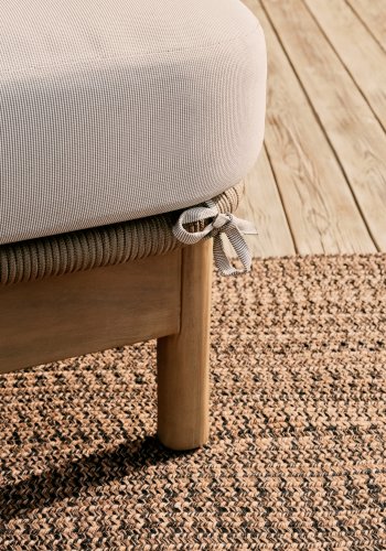 KAVE HOME Catalina dobbelt solseng, m. rygln og hynder - beige tovsnor og akacietr