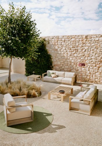 KAVE HOME Ambra 3-pers. udendrs havesofa, m. aftagelige hynder - akacietr (249cm)