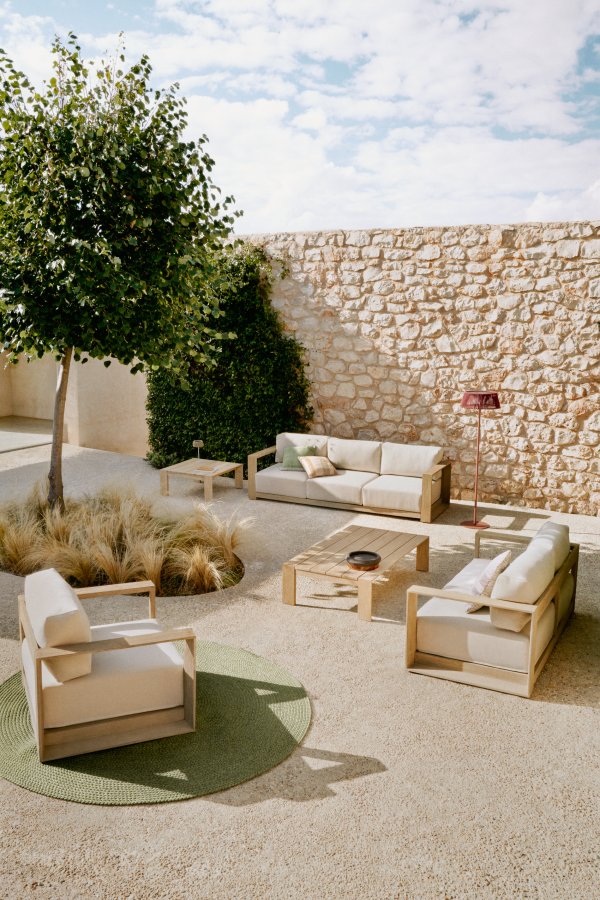 KAVE HOME Ambra udendrs lnestol, m. aftagelige hynder og armln - akacietr