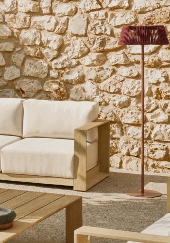 KAVE HOME Aldet udendrs solcelle gulvlampe, brbar - terracotta tovsnor og aluminium (46)