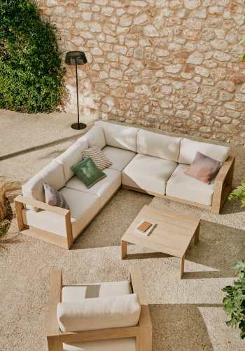 KAVE HOME Ambra 5-pers. udendrs havehjrnesofa, m. aftagelige hynder - akacietr (248cm)