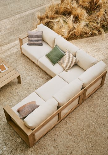 KAVE HOME Ambra 5-pers. udendrs havehjrnesofa, m. aftagelige hynder - akacietr (248cm)