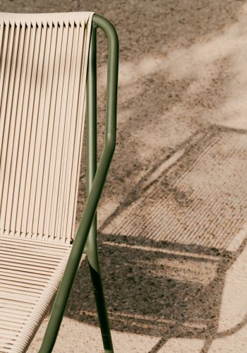 KAVE HOME Zivia udendrsstol i ecru rebsnor og grn galvaniseret stl