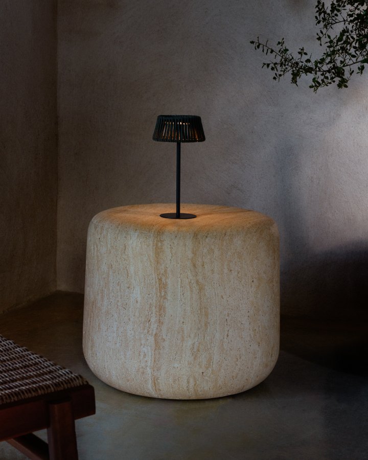 KAVE HOME Aldet udendrs solcelle bordlampe, brbar - grn tovsnor og aluminium