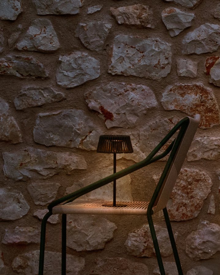 KAVE HOME Aldet udendrs solcelle bordlampe, brbar - grn tovsnor og aluminium