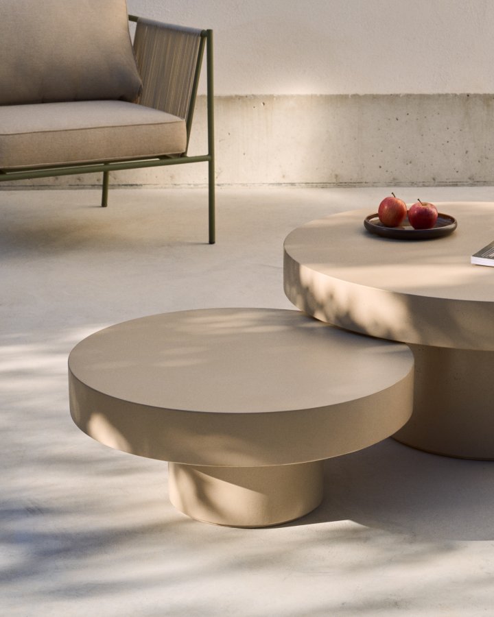 KAVE HOME Aiguablava udendrs sofabord, rund - beige cement (90)